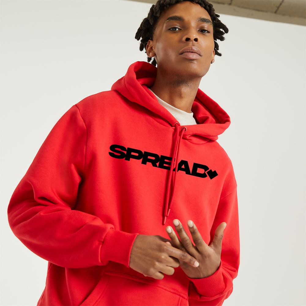 LOGO PRINT Relaxed Hoodie - SPREAD RED