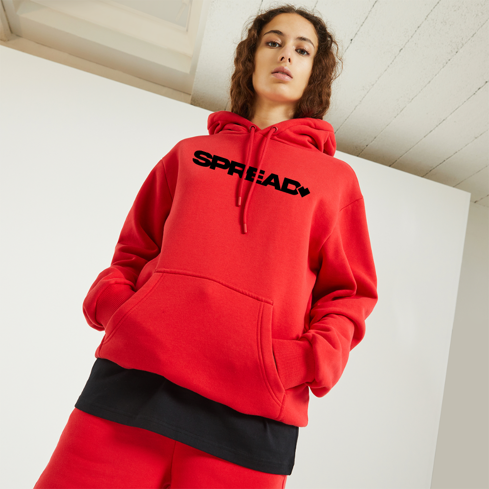 LOGO PRINT Relaxed Hoodie - SPREAD RED