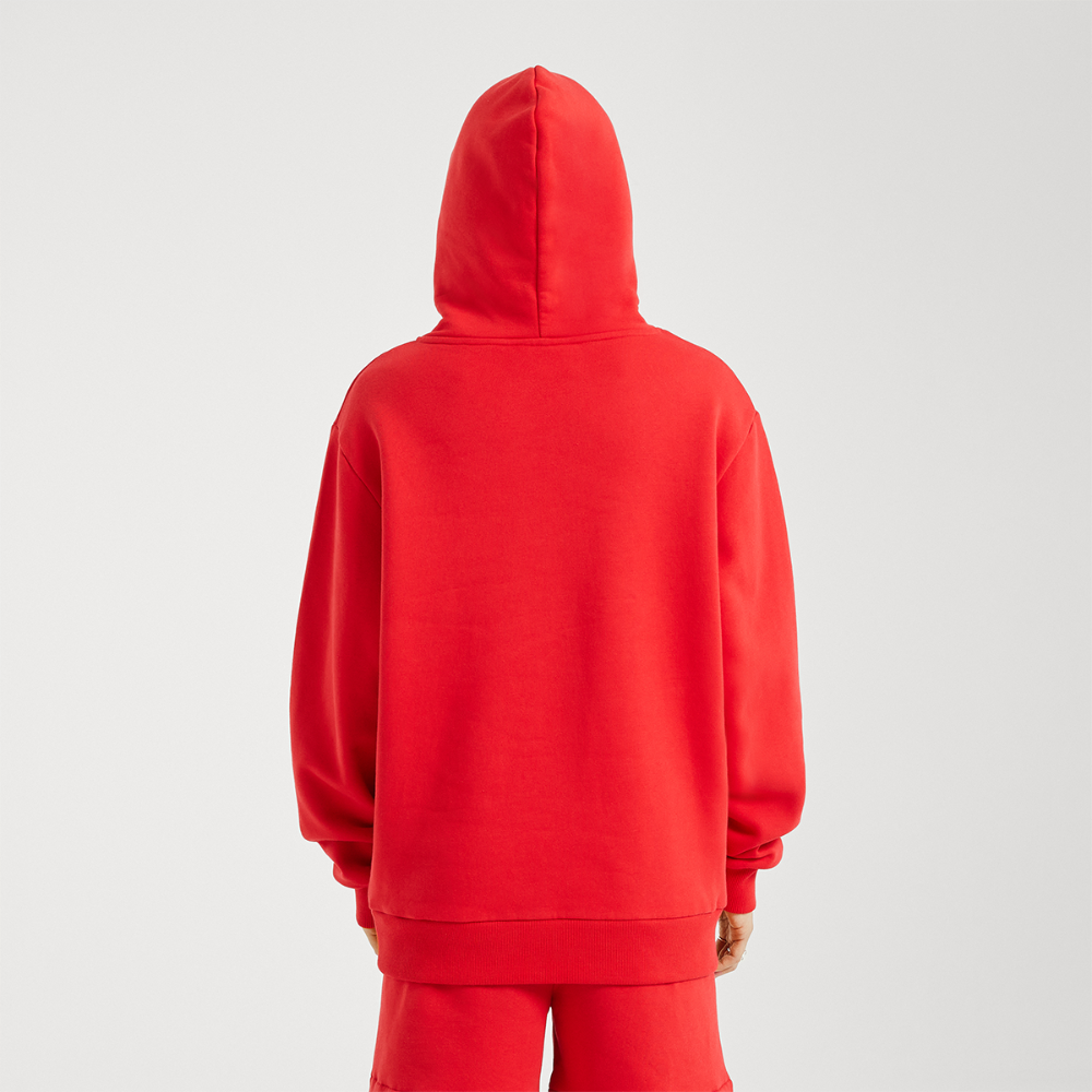 LOGO PRINT Relaxed Hoodie - SPREAD RED