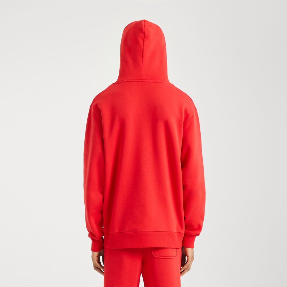 LOGO PRINT Relaxed Hoodie - SPREAD RED