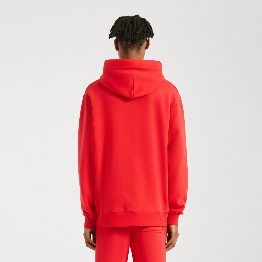 LOGO PRINT Relaxed Hoodie - SPREAD RED