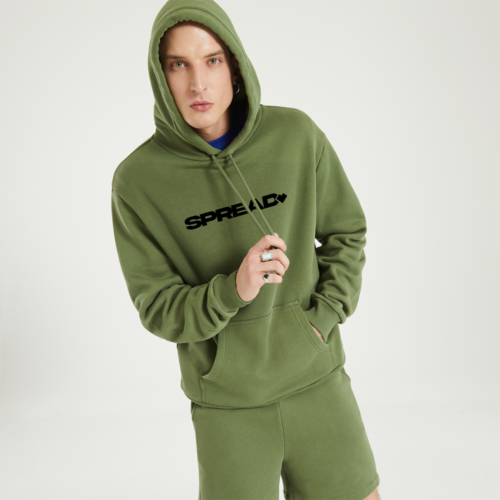 LOGO PRINT Relaxed Hoodie - MOSS GREEN