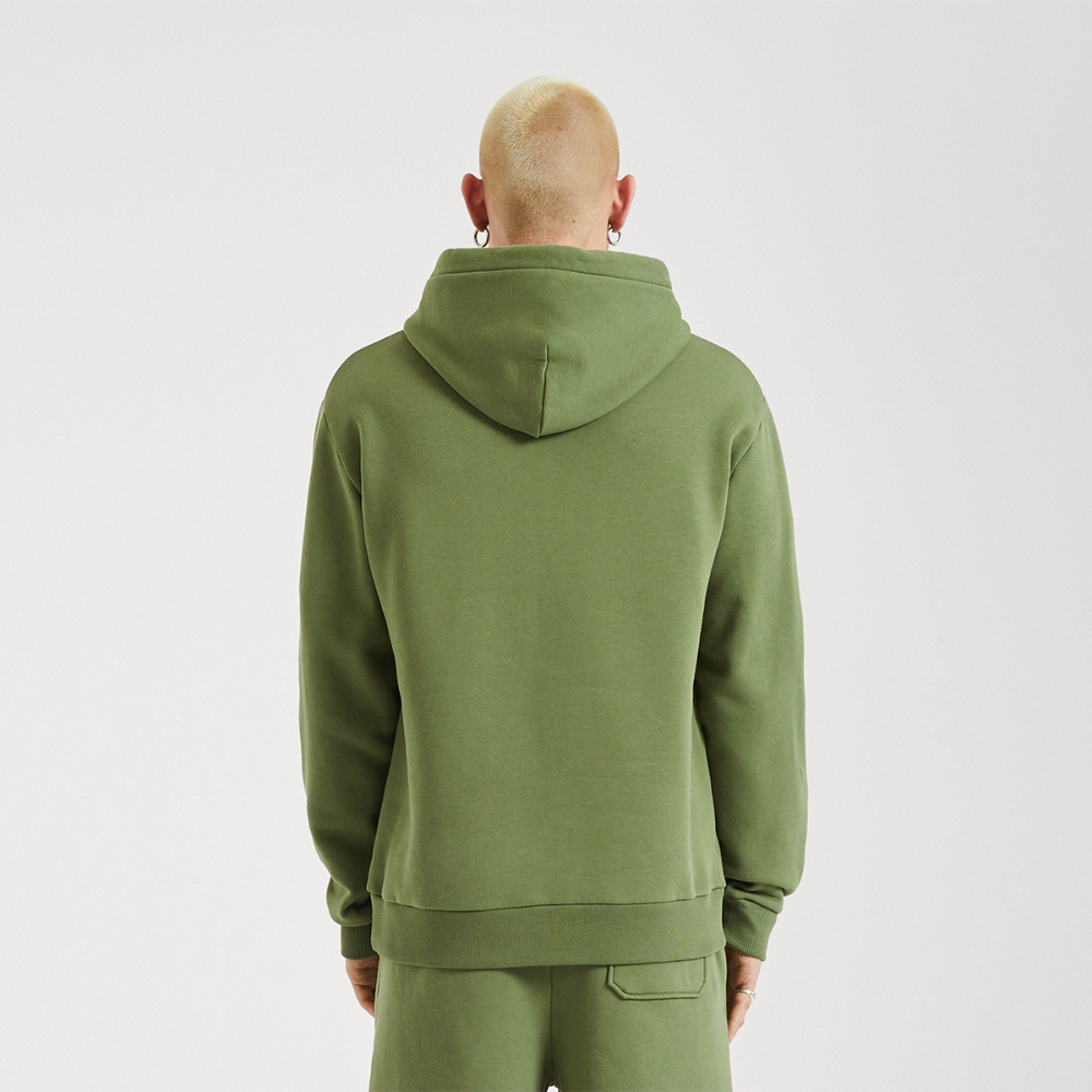 LOGO PRINT Relaxed Hoodie - MOSS GREEN