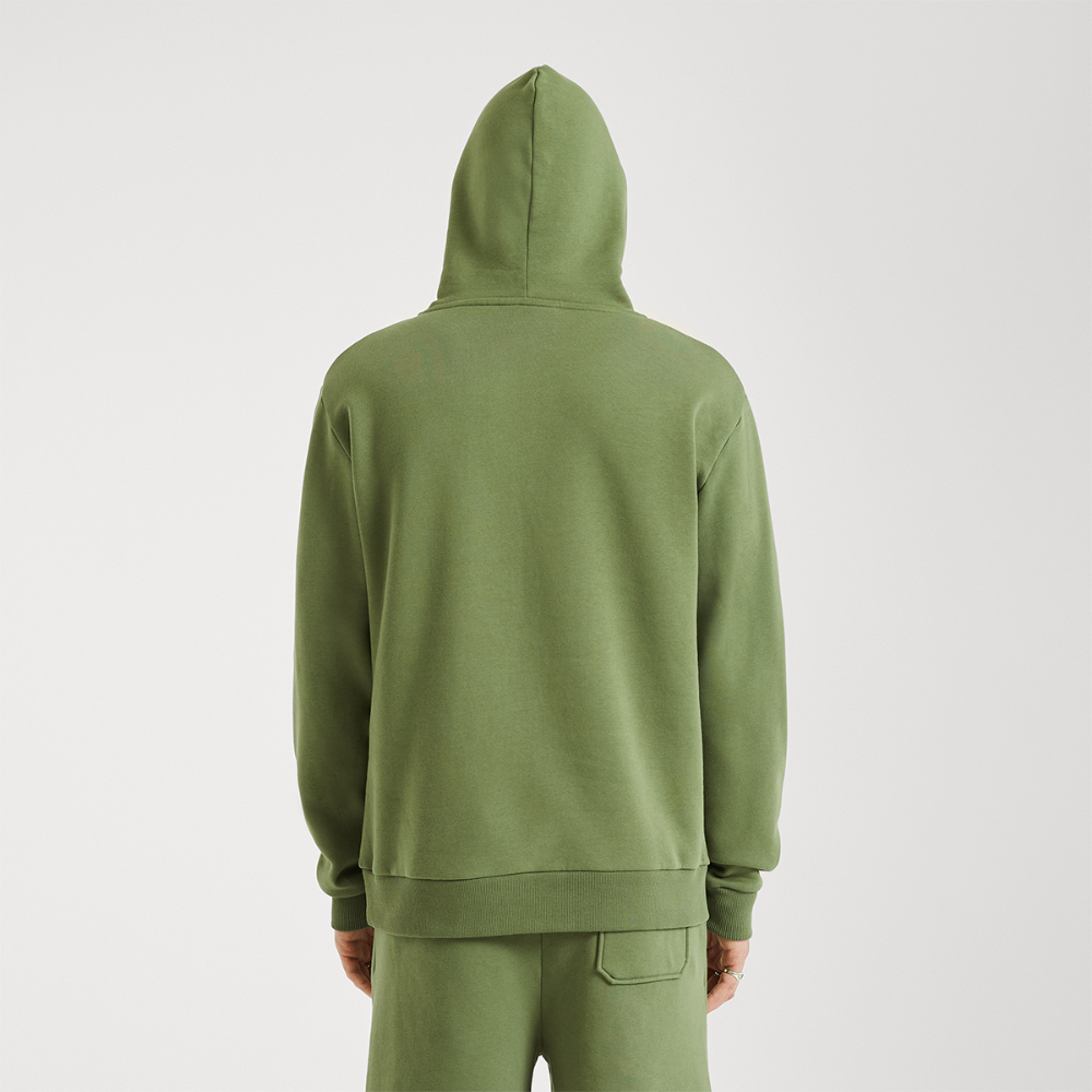 LOGO PRINT Relaxed Hoodie - MOSS GREEN