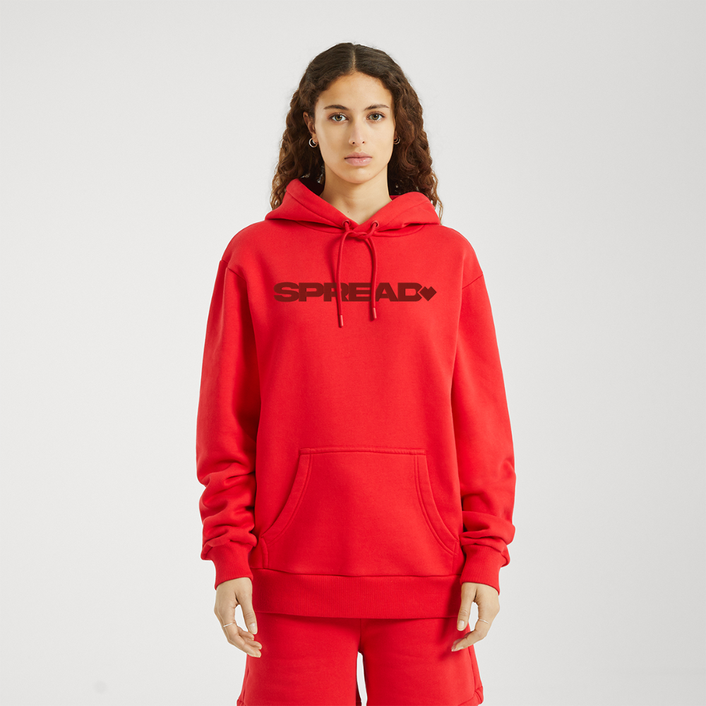 LOGO EMBROIDERY Relaxed Hoodie - SPREAD RED