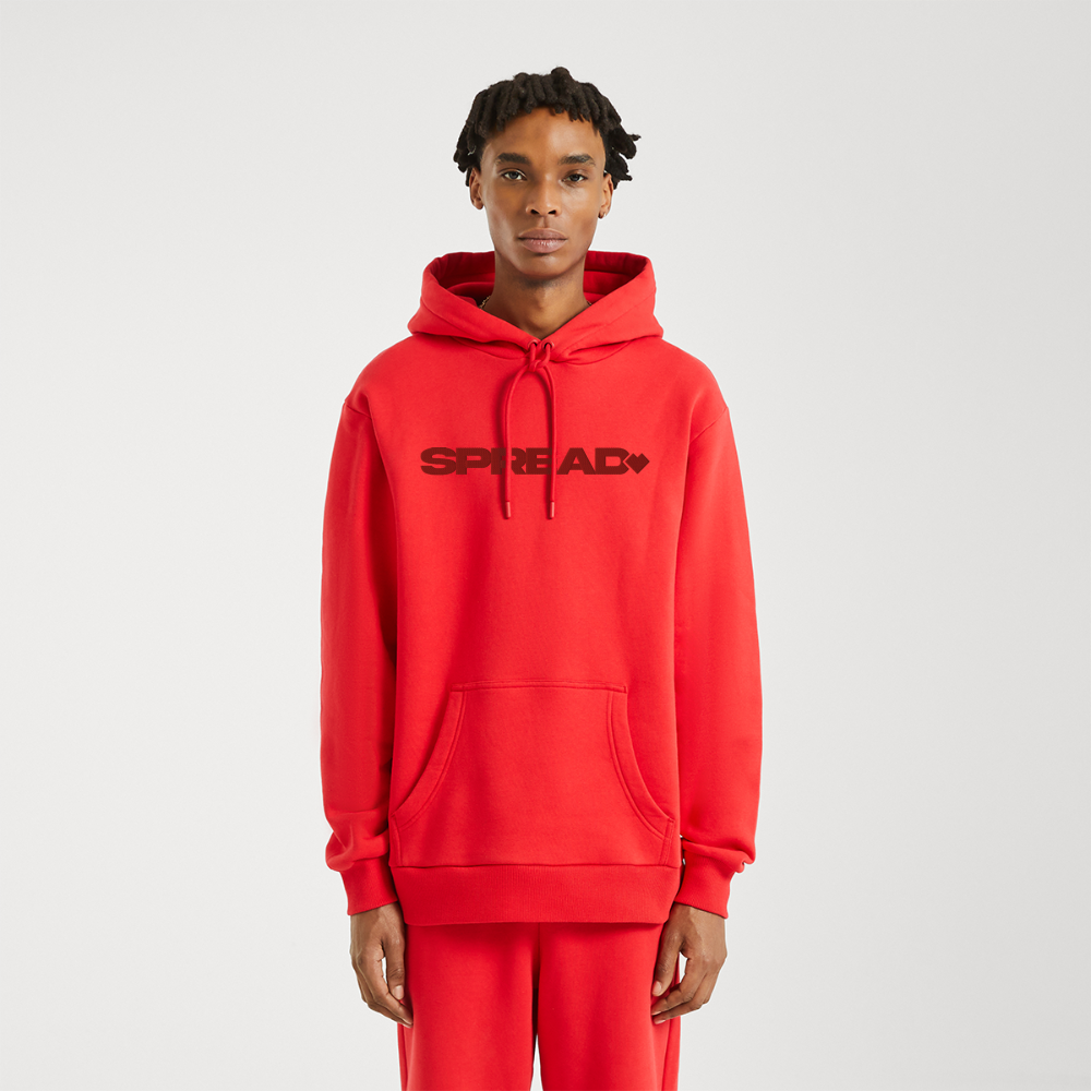 LOGO EMBROIDERY Relaxed Hoodie - SPREAD RED