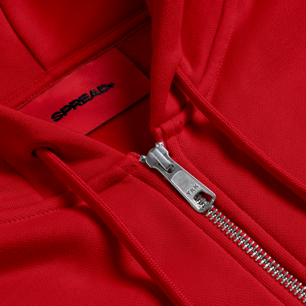LOGO EMBROIDERY Zip Hoodie - SPREAD RED