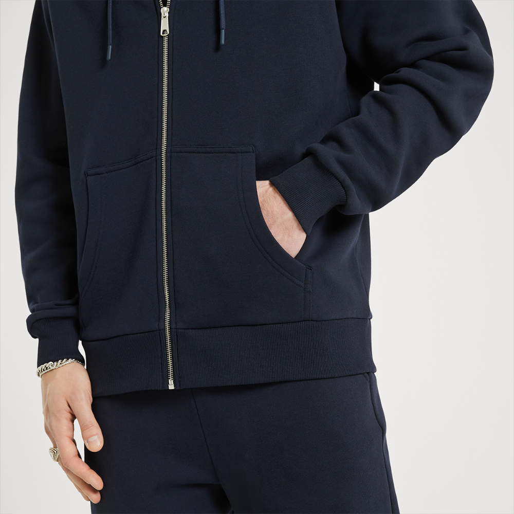 LOGO EMBROIDERY Zip Hoodie - DARK NAVY