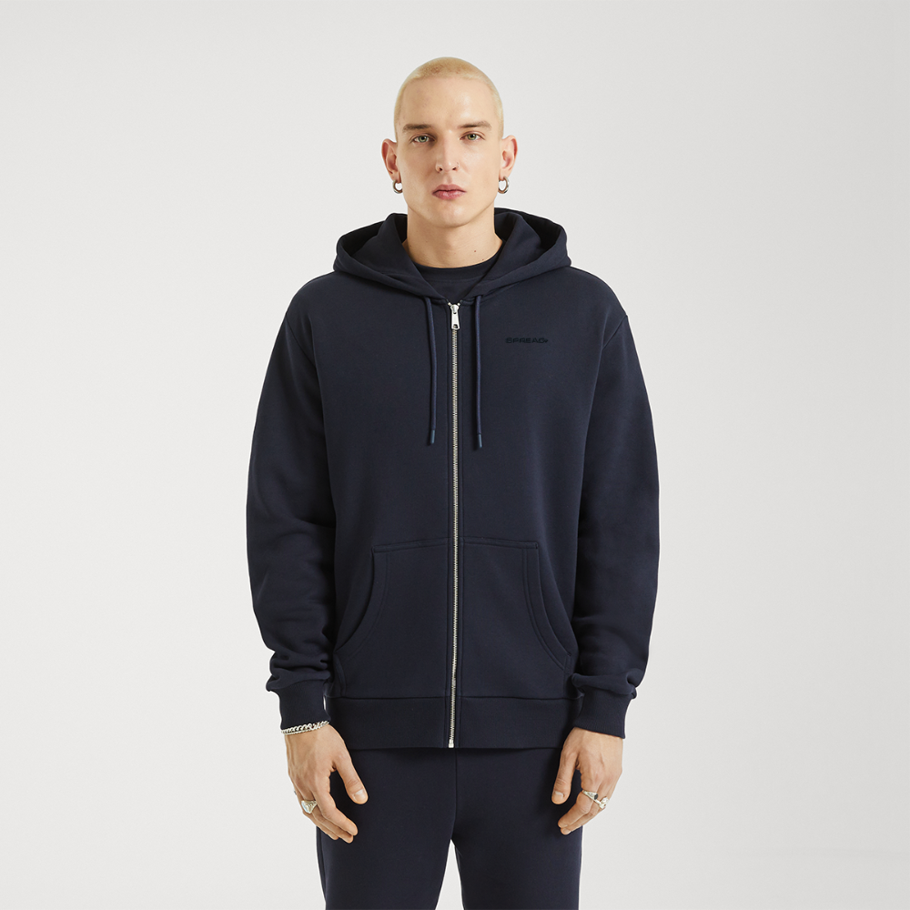 LOGO EMBROIDERY Zip Hoodie - DARK NAVY